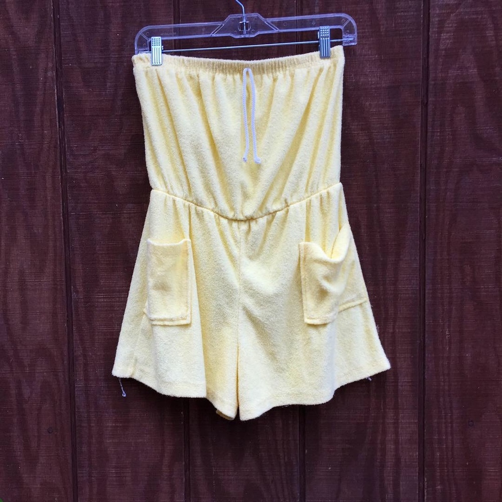 LAST CHANCE vintage yellow terrycloth romper